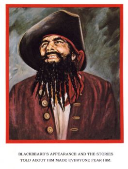 Illustration: "Blackbeard's appearance and the stories told about him made everyone fear him."